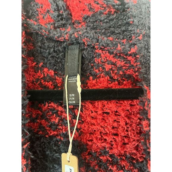 NWT SKIMS Unisex Cozy Plaid Kimono Robe Red Black Long Sleeve Tie Closure S/M - Picture 9 of 9